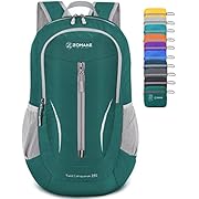 ZOMAKE Ultra Lightweight Foldable Backpack - Packable Rucksack 25L Small Packable Backpacks Travel Daypack Water Resistant For Men Women Outdoor Hiking Walking(Dark Green)