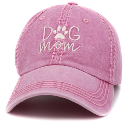Image of KBETHOS Dog Cat Mom Dad Theme Womens Baseball Cap Distressed Vintage Unconstructed Embroidered Patch Hat