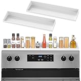 Mordx 30' Magnetic Stove Top Shelf Spice Rack,2 Pack 15' Kitchen Seasoning Organizers Storage Gadgets Spice Rack Over The Stove Shelf Metal, Only for Flat Top Stove(White)