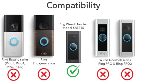 Hidden River Lab Genuine Wall Plate for Ring Video Doorbell Wired(Model 5AT3T5) - Premium Ring doorbell Mount - Black