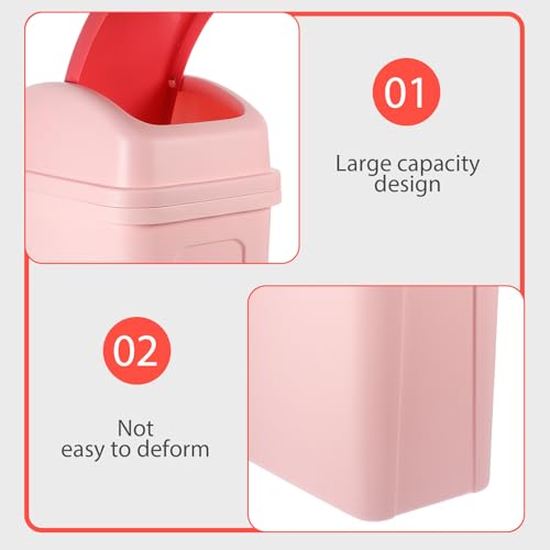 Caneca de basura plástica grande con tapa abatible rosa miniatura 4