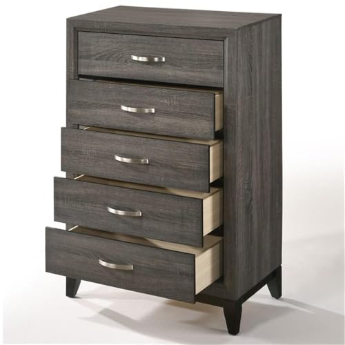 Acme-Valdemar-Metal-and-Wood-5-Drawers-Bedroom-Chest-in-Weathered-Gray Acme Valdemar Metal and Wood 5 Drawers Bedroom Chest in Weathered Gray
