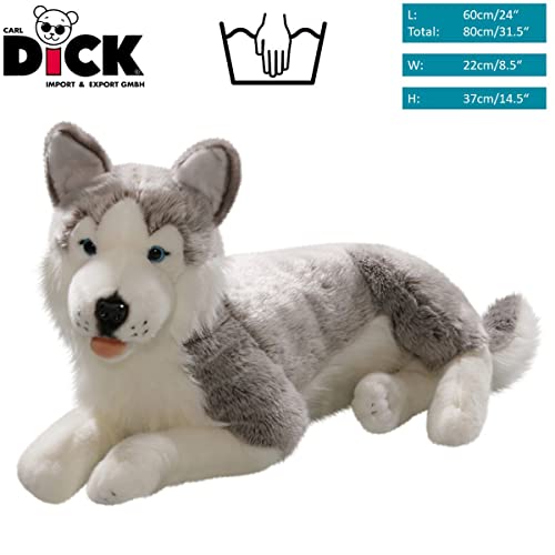 Peluche Husky couché 60cm Carl Dick 2703 grand doudou chien - 2