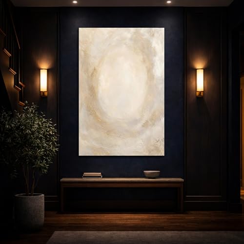 Toile abstraite beige et dorée avec châssis épais de 3cm - 4