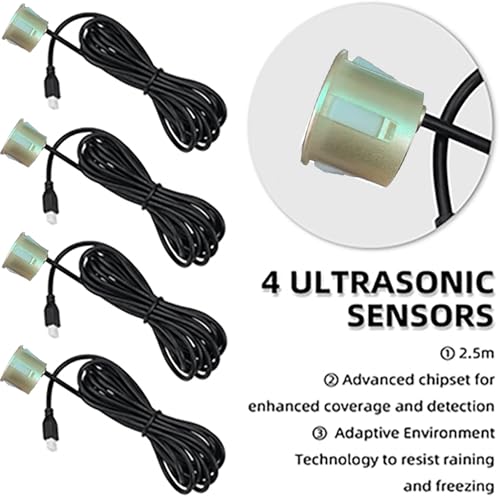 Image of LCD Parking Sensor Kit - Displays Data on Original Screen, Easy Rear Installation, Compatible with All Camera Formats (AHD, CVBS), 18 Probe Colors to Match Any Vehicle ChampagneGold