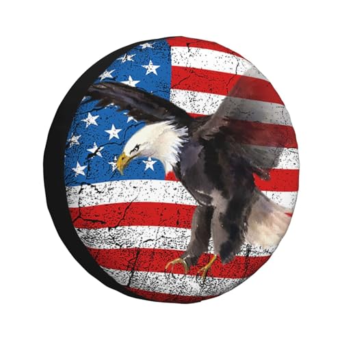 Image of American Flag Eagle Spare Tire Cover Universal Fit for Trailer RV SUV Truck Camper Weatherproof Protectors Tyre Covers 14 inch inch 15 inch inch 16 inch inch 17 inch inch, Black1