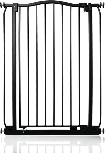 Safetots Cancelletto di Sicurezza Extra Alto con Parte Superiore Incurvata, 71cm - 80cm, Nero Opaco, Extra Alto con 100cm di Altezza, Montaggio a Pressione per Scale, Barriera di Sicurezza
