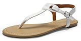 SANDALUP Women's Sandals Thong Flat Sandals Comfortable T-Strap Summer Shoes with Adjustable Ankle Buckle Dressy Sandals