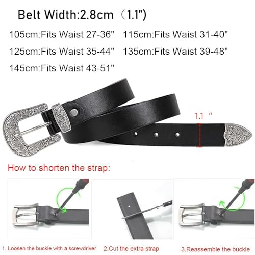 Belts for Women Womens Belt Black Goth Jeans Women's Western Woman Plus Size Leather Gothic Cowgirl Silver Buckle Belt2