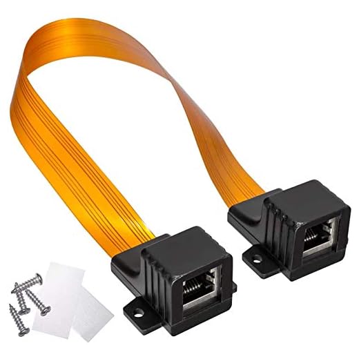 HB-DIGITAL LAN Ethernet RJ45 Fensterdurchführung Kabel Gold + 2 Befestigungsschrauben + 2 x Klebepads (doppelseitiges Klebeband) für Fenster und Türen Ultra Flach