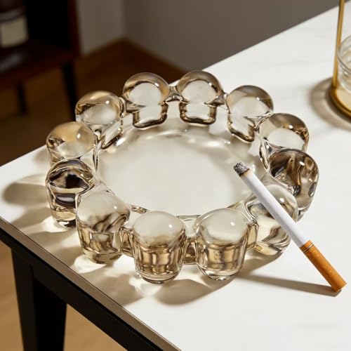 khtumeware Chic Smoky Bubble Glass Candle Dish – Modern Clear Glass Candle Holder for Tealights & Diffusers, Decorative Tray for Home & Tabletop Decor(1 Pack)