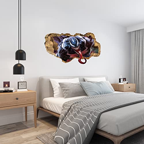 Venom Wall Decals Realistic 3D Superhero Venom Wall Stickers, Self-Adhesive Vinyl Mural For Nursery Kids Bedroom Living Room Playroom Wall Decor(15.7 X 23.6 In） #TOP2