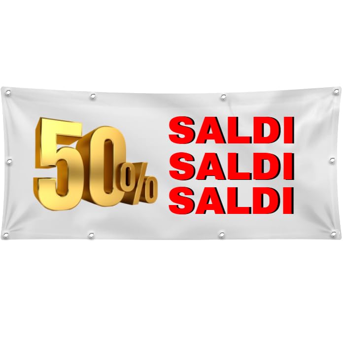 GLOBAL STRISCIONE FONDALE EVENTI - SALDI PERSONALIZZATO - IN CARTA O IN BANNER PVC ANCHE DA ESTERNO GARANZIA 5 ANNI (BANNER, 400X100 CM)