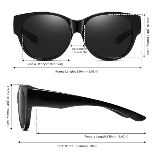 Image of GEGURI Polarized Sunglasses Fit Over Glasses for Men Women, Oversized Square Sun Glasses UV400 Protection Shades