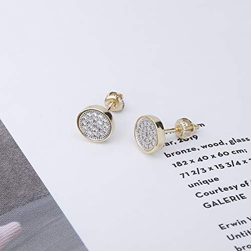 TOPGRILLZ 14K Golden Plated Screw Back Earrings For Men 5A+ Cubic Zirconia Cluster Round Stud Earrings Hypoallergenic For Men Aretes De Hombre4