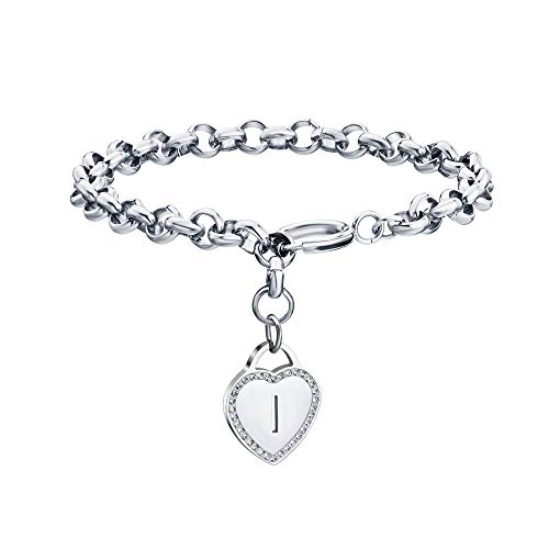 Image of CaleesLLC Letter A to Z Initial Charm Bracelet Adjustable Stainless Steel Anklet Personalized Wrist Link for Women