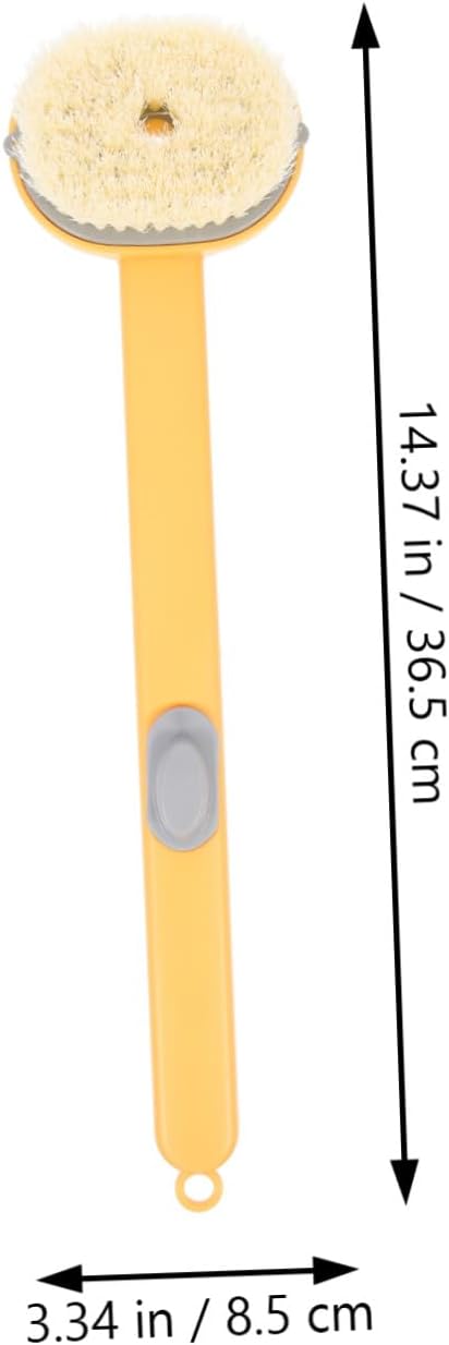 Long Handle Back Scrubber Bath Brush, Body Exfoliating Brush with Yellow Soft Bristles, Shower Back Scrub for Deep Cleansing and Dead Skin Removal