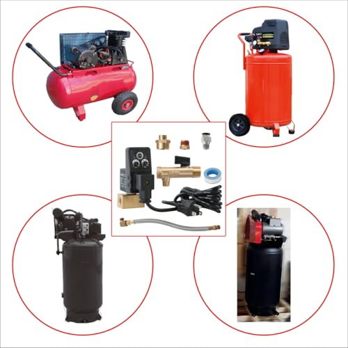 1/4" NPT Timer Operated Compressor Air Drain Valves with 1/4" flexible Braided Steel Tube and Ball Valve Strainer 1/2" x 1/4" MNPT，Automatic Electronic Tank Drain Kit with Push to Connect Fitting