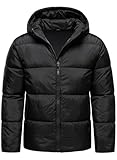 HOOD CREW Men’s Hooded Winter Coats Warm Puffer Jacket Thicken Quilted Jackets Outerwear Black L