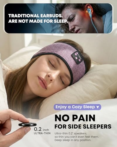 Image of Sleep Headphones Headband Wireless Bluetooth 5.4 - Soft, Breathable, Ultra-Thin Speakers for Side Sleepers, Workout, Airplane Travel, Relaxation
