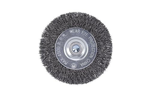 Image of Century Drill & Tool 76431 3 inch Durable Coarse Crimped Radial Wire Brush, 1 /4 inch Drill Shank, 4,500 RPM - Ideal for Rust /Paint Removal, Deburring, & More