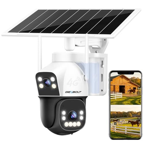 GENBOLT 4G AOV Solaire Caméra De Surveillance Extérieur sans Fil, Enregistrement 24/7 3MP+3MP IP SIM Caméra Surveillance Batterie avec détection IA, 8W 15600mAh...