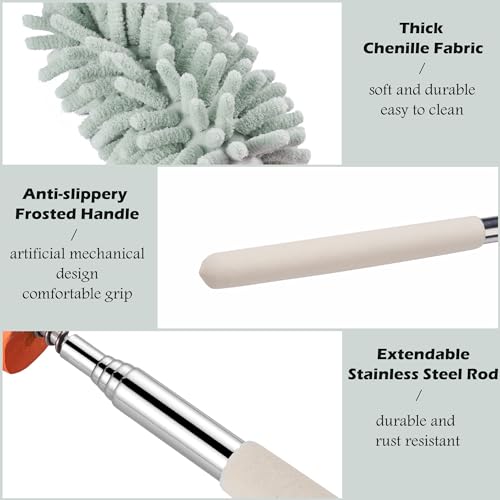 Image of Green Retractable Microfiber Duster for Cleaning Extendable Feather Duster Household Cleaning Tool for Cleaning Car, Office, Window, Furniture