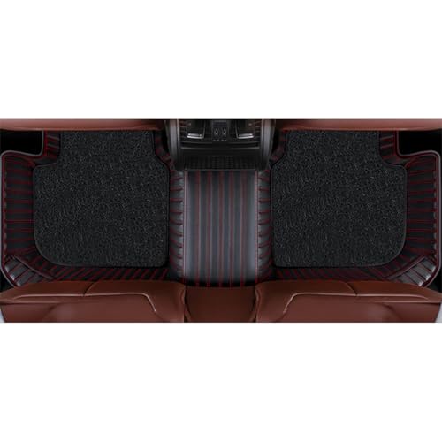 Image of Autofurnish Premium 9D Car Mat Full Set for Mahindra XUV 3XO (Automatic) 2024 || Luxury Leather Dual-Stitch Full Set 9D Car Floor Mat || 100% Waterproof || Color : Black Red