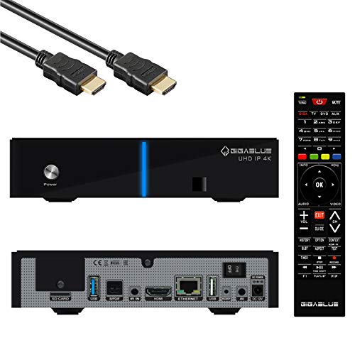 GigaBlue UHD IP 4K Multimedia Mulitroom - 2160P Digital Ultra HD Receiver - HDMI, SD Kartenleser, Astra vorinstalliert, USB3.0, Internet-Radio, HDR10, inkl. HDMI Kabel