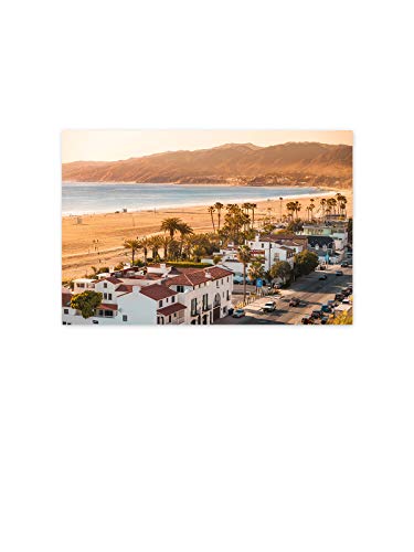 Funny Ugly Christmas Sweater Santa Monica Unframed Poster Beach View Modern Decor for Home California Night Lights Photo Kitchen Decor Vintage Wall Art Printed Art 15" x 22"