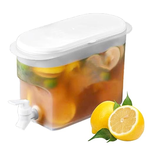 Hervidor frío con grifo, dispensador de bebidas para nevera de 3.5 litros con llave a prueba de fugas, tetera de frutas, dispensador de bebidas para bebidas de fiesta, jugo, té helado, limonada y