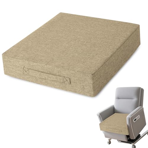 Image of AddGrace Recliner Cushions for Elderly Thick Seat Cushion 20 inchx20 inchx4 inch Chair Pads with Non Slip Backing and Washable Cover for Couch Armchair Chairs Beige