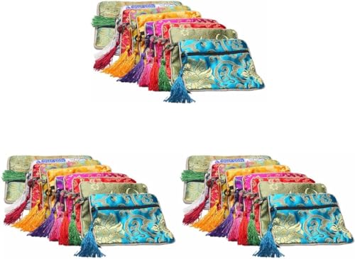 30pcs cinese broccato di gioielli regalo zip e portamonete portafoglio sacchetto Multicolore seta
