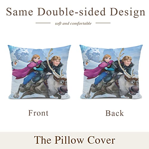 Hakasa Frozen Sisters Pillowcase Kid's Sofa Winter Throw Pillow Cushion Home Living Square Soft Cover Decorative Bedroom Couch 14 X 14 In #TOP1