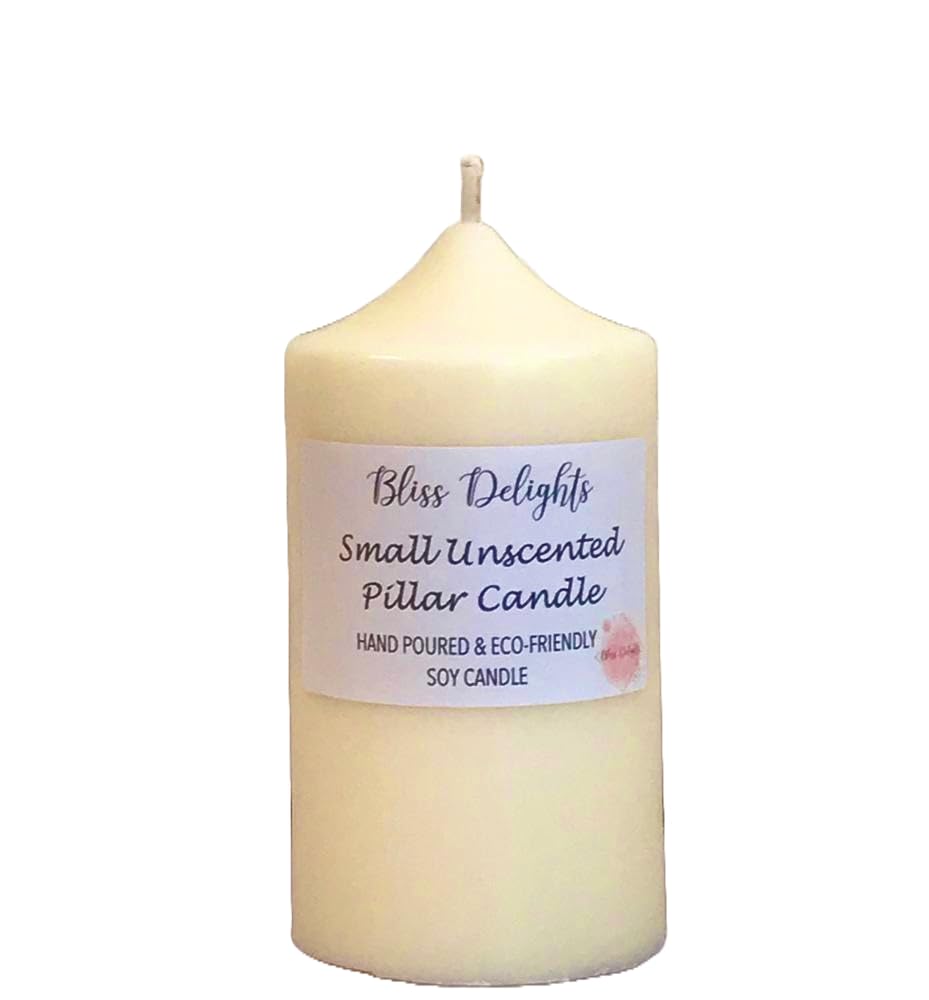 Unscented Soy Natural Pillar Candles | Plastic Free Company, Eco-Friendly, Cruelty Free & Vegan Soy Wax Candles, Natural Candle (Small)