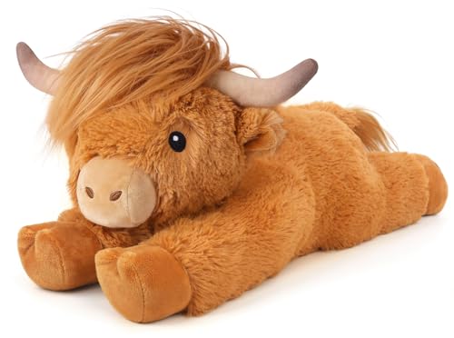 Image of Cuckool Highland Cow Stuffed Animals, Microwavable Stuffed Animal Adorable Fluffy Highland Cow Plush for Warmth, Heatable Coolable Lavender Scent Toy, Cute Soft Plushie Gift for Kids Boy Girl & Adults