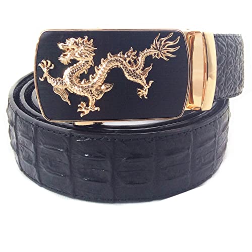 Ceinture automatique en cuir véritable Alligator avec boucle dragon dorée : idée cadeau homme