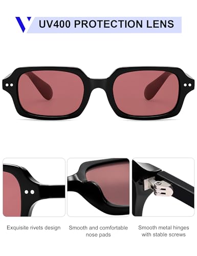 Image of VANLINKER Retro Small Square Sunglasses for Men Women Trendy 90s Rectangle Shades VL9879