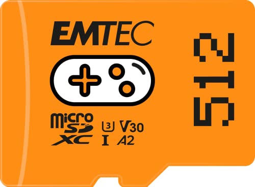 EMTEC 512GB Gaming Micro SD Card, MicroSDXC Memory Card for Nintendo-Switch, Wyze, GoPro, Dash Cam, Security Camera, 4K Video Recording, UHS-I A1 U3 V30 C10, up to 100MB/s, with Adapter