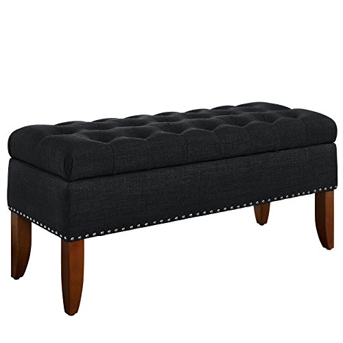 Pulaski Hinged Top Button Tufted Bed Charcoal Grey, 41.5" L x 15.75" W x 18.5" H Upholstered Storage Bench,