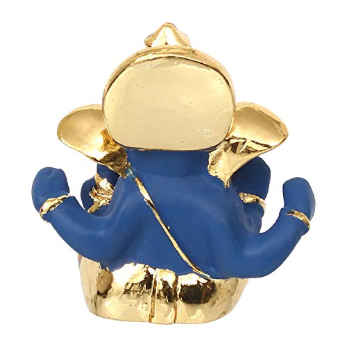 Image of eCraftIndia Gold Plated Blue Mukut Ganesha Decorative Showpiece for Home /Temple /Office /Car Dashboard