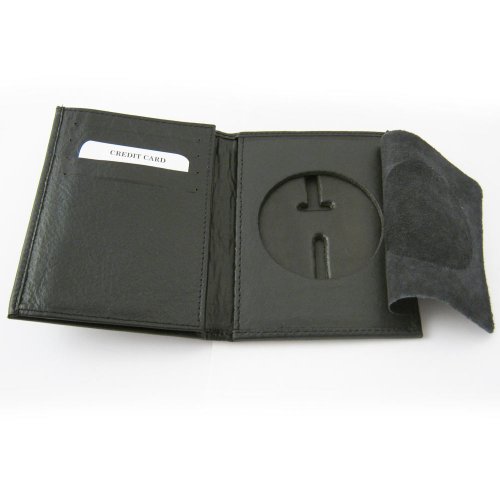 Mens Leather Wallet Badge Sheriff Officer Police Shield Fire Security ID Holder4