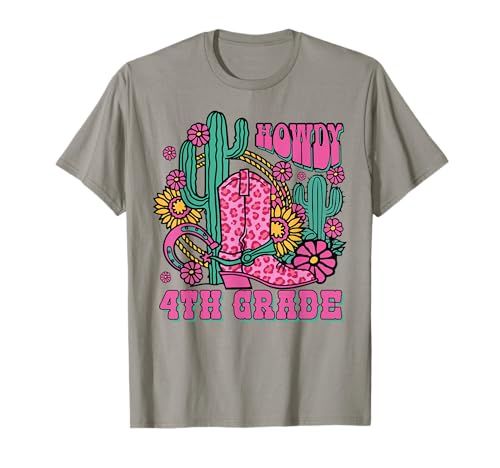 Howdy 4th Grade Western Fourth Grade Teacher Cowboy Cowgirl T-Shirt