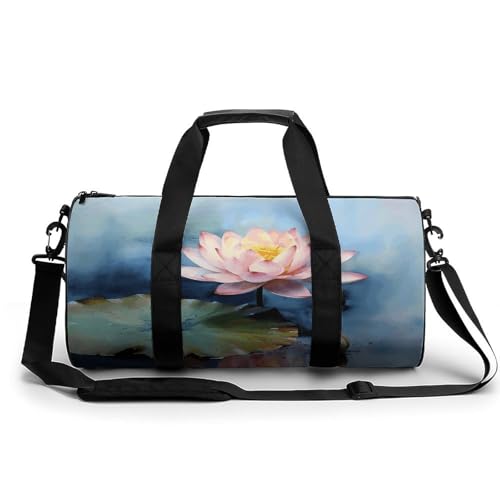 Sac de gym cylindrique imprimé fleur de lotus de 45 cm