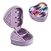 Yuiboo Glittering Hologram Gemstone Fashion heart-shaped Jewelry Storage with Partitions for Girls