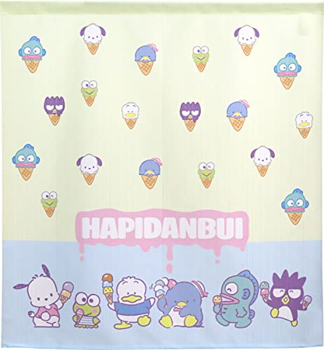 【返品不可】のれん工房 はぴだんぶい インテリア グッズ 雑貨 タペストリー ポスター けろけろけろっぴ ペックル ハンギョドン ポチャッコ タキシードサム ばつ丸 幅85×丈90cm サンリオキャラクターズ アイスクリーム 97543