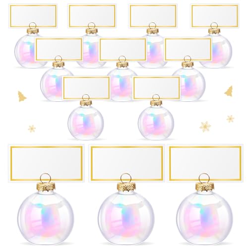 Liliful 12 Set Christmas Glass Place Card Holders Including Cards