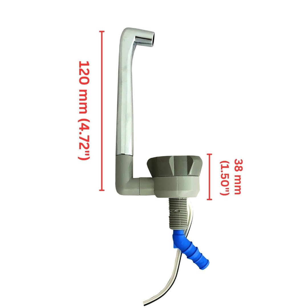Rubinetto singolo pieghevole per acqua fredda, 12 V, micro interruttore cromato, per caravan, camper, camper o barca