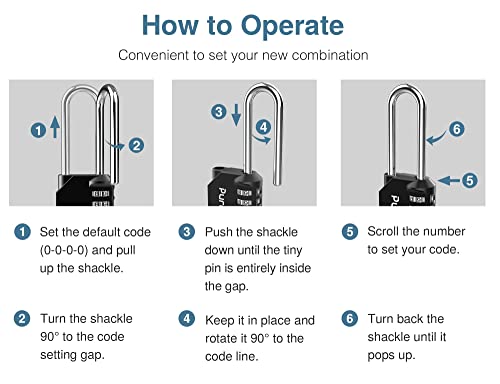 Puroma 2 Pack 2.6 Inch Long Shackle Combination Lock 4 Digit Outdoor Waterproof Padlock For School Gym Locker, Sports Locker, Fence, Gate, Toolbox, Case, Hasp Storage (Black) #TOP4