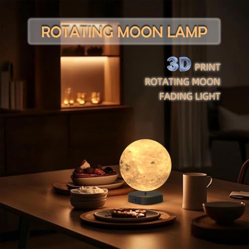 Lámpara de mesa lunar 3D impresa 6 pulg con base negra miniatura 3